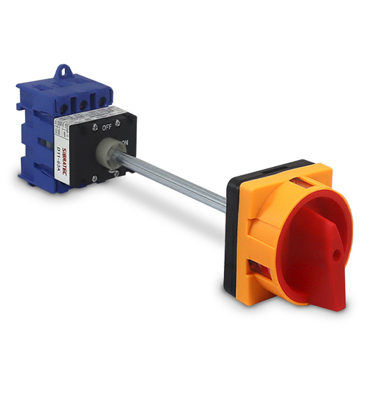 Chave Liga Desliga Rotativa 63A 3 Polos com Haste para Porta de Painel - D11-63A Chave Liga Desliga Rotativa 63A 3 Polos com Haste para Porta de Painel - D11-63A