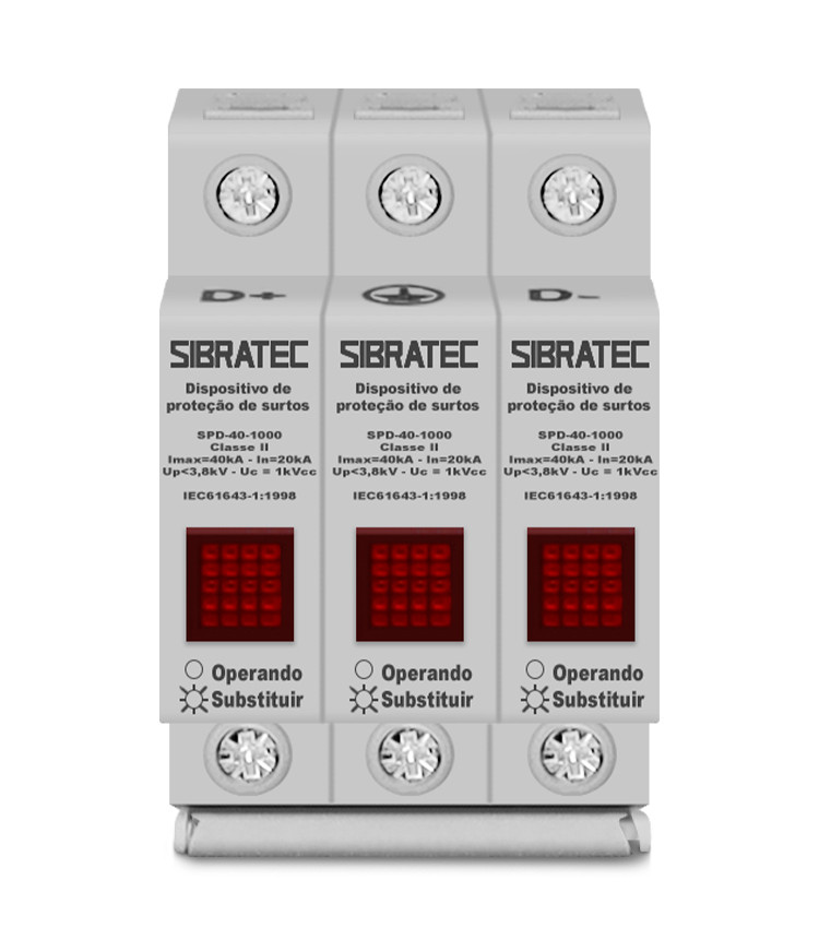 DPS CC Dispositivo Protetor de Surto Solar 3 Polos 20/40kA 1000Vdc - SPD-40-1000 DPS CC Dispositivo Protetor de Surto Solar 3 Polos 20/40kA 1000Vdc - SPD-40-1000