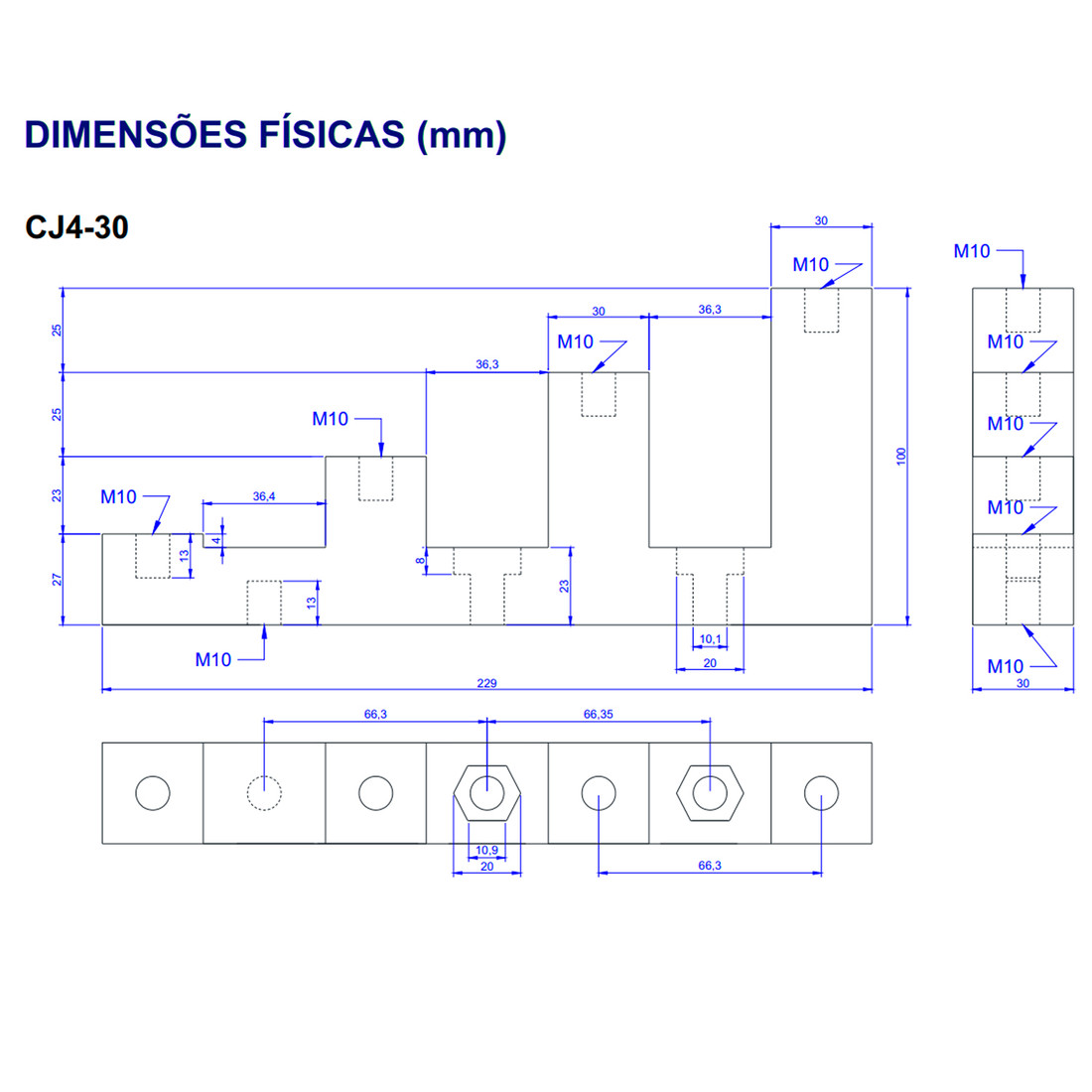 Par Isolador Epóxi Tipo Escada Suporte 30mm Barramento Espaçado - CJ4-30
