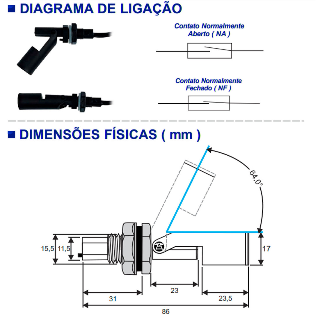 Kit Controle de Nível Sensor Micro Boia + Relé Acoplador Interface para Bomba Kit Controle de Nível Sensor Micro Boia + Relé Acoplador Interface para Bomba