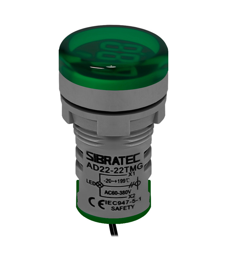 Medidor de Temperatura Digital -20 A 199°C Verde 22mm Bivolt 110V / 220V - AD22-22TMG Medidor de Temperatura Digital -20 A 199°C Verde 22mm Bivolt 110V / 220V - AD22-22TMG