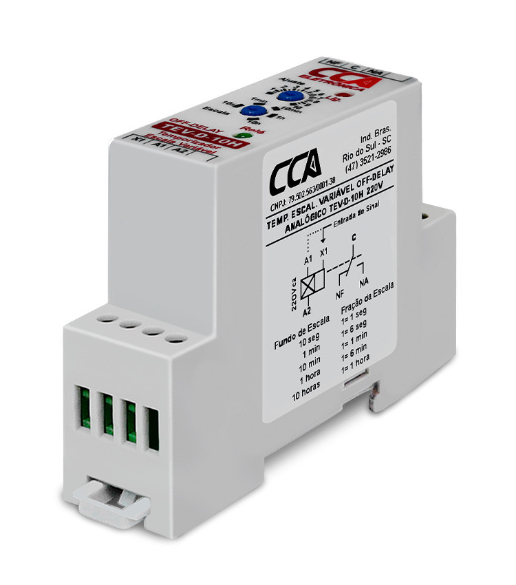 Temporizador Retardo Desenergização 220V Multiescala Ajustável 0,3s até 10h (OFF-DELAY) - TEV-D-10H Temporizador Retardo Desenergização 220V Multiescala Ajustável 0,3s até 10h (OFF-DELAY) - TEV-D-10H