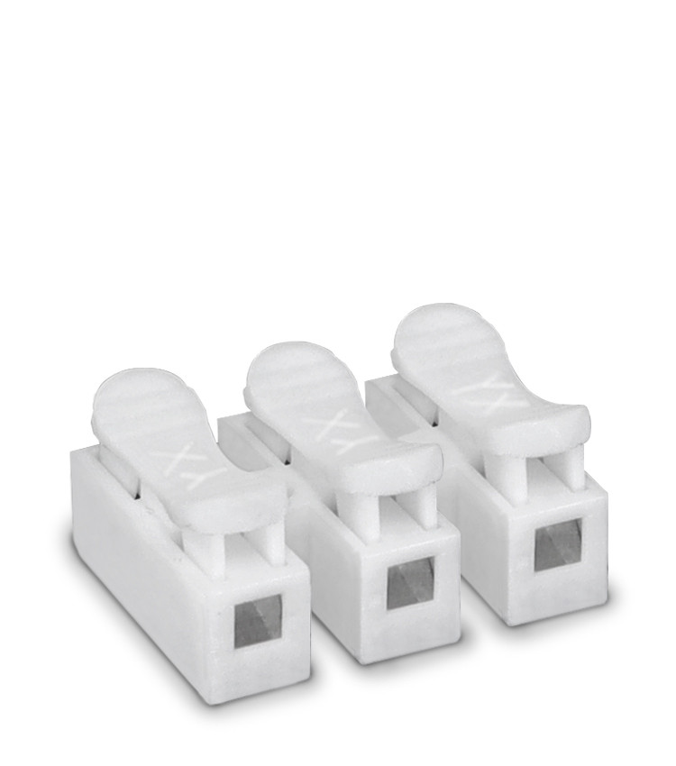 Kit 100 Conector Rápido Emenda 3 Vias Inline Cabo até 2,5mm² Corrente Máx. 10a - CH-3 Kit 100 Conector Rápido Emenda 3 Vias Inline Cabo até 2,5mm² Corrente Máx. 10a - CH-3