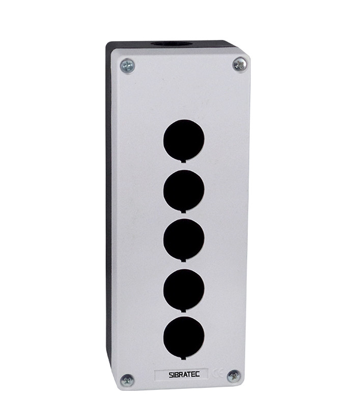 Caixa Plástica Botoeira com 5 ou 6 Furos 22mm Branco e Preto Caixa Plástica Botoeira com 5 ou 6 Furos 22mm Branco e Preto