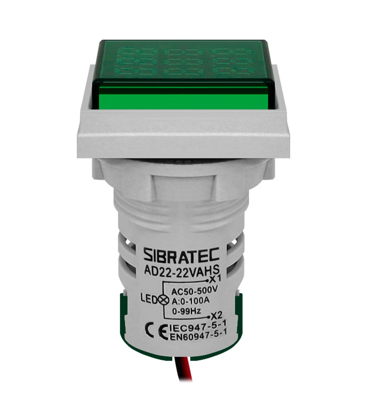 Multimedidor Digital Verde 22mm Tensão, Corrente e Frequência - AD22-22VAHS/G Multimedidor Digital Verde 22mm Tensão, Corrente e Frequência - AD22-22VAHS/G
