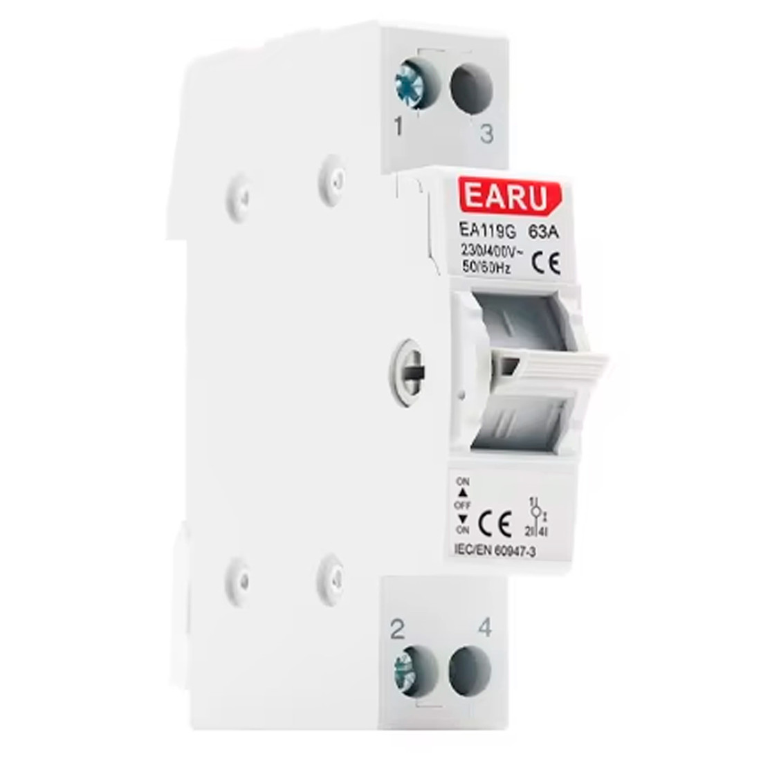 Chave de Transferência 1 Polo 63A Trilho DIN Monopolar Rede Gerador