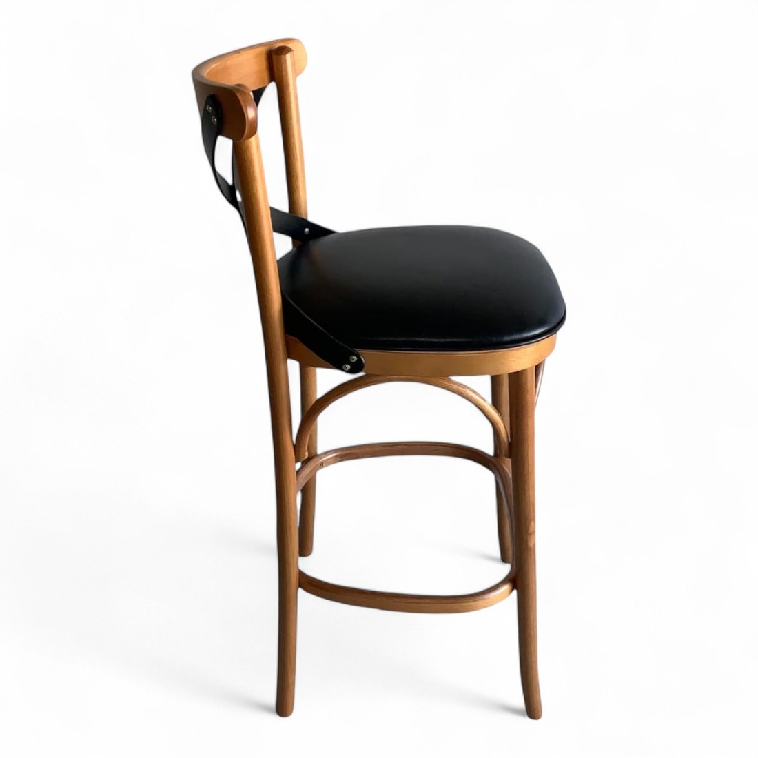 Banqueta Espanha Cor Mel Assento Courissimo Preto