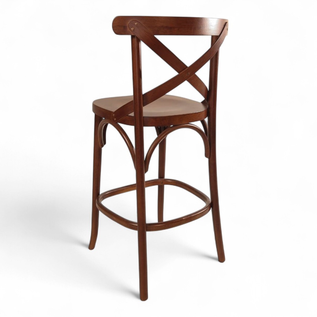 Banqueta Espanha Confortável em Madeira Maciça Castanho