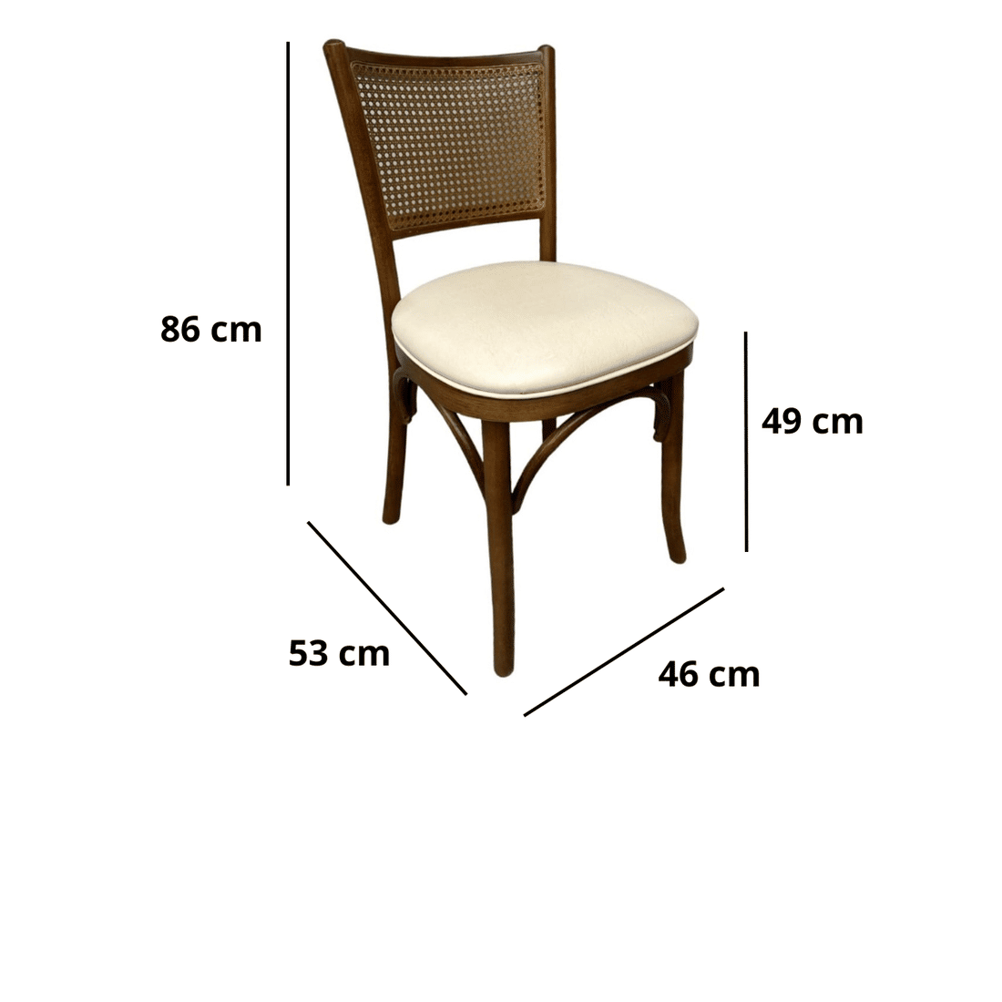 Cadeira Luxemburgo Cor Castanho Assento Estofado Courissimo Creme Cadeira Luxemburgo Cor Castanho Assento Estofado Courissimo Creme
