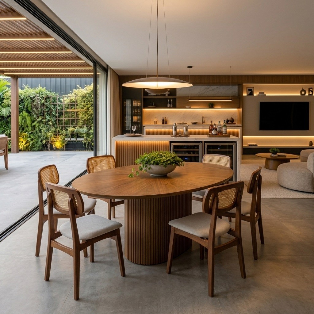 Cadeira de Jantar Verona no Carvalho Natural Encosto Rattan Linho offwhite Cadeira de Jantar Verona no Carvalho Natural Encosto Rattan Linho offwhite