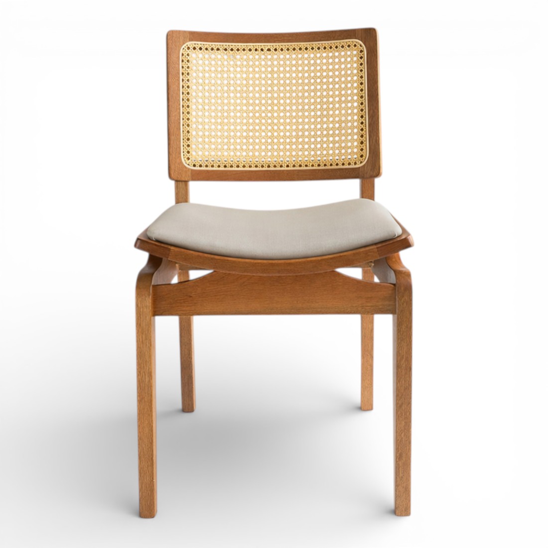 Cadeira Dubai no Imbuia Glaze Encosto Rattan Estofada Facto Pérola Cadeira Dubai no Imbuia Glaze Encosto Rattan Estofada Facto Pérola