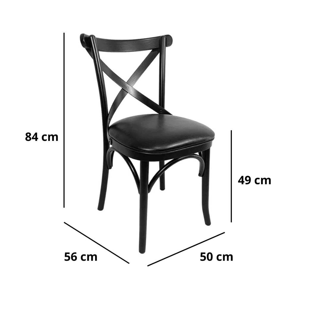 Cadeira Espanha no Laca Preto com Assento em Courissimo Preto Cadeira Espanha no Laca Preto com Assento em Courissimo Preto