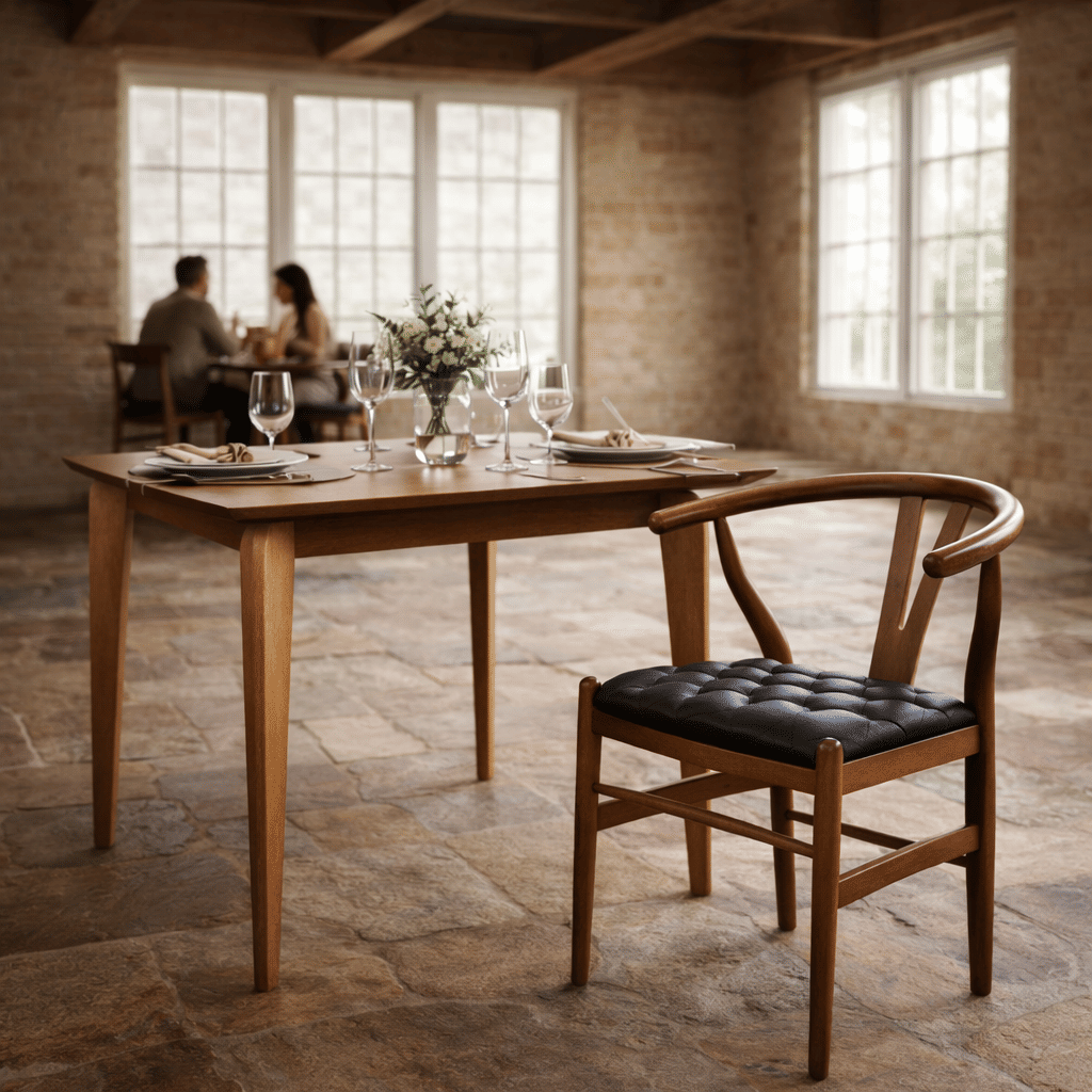 Cadeira Wishbone Confortável e Elegante no Castanho