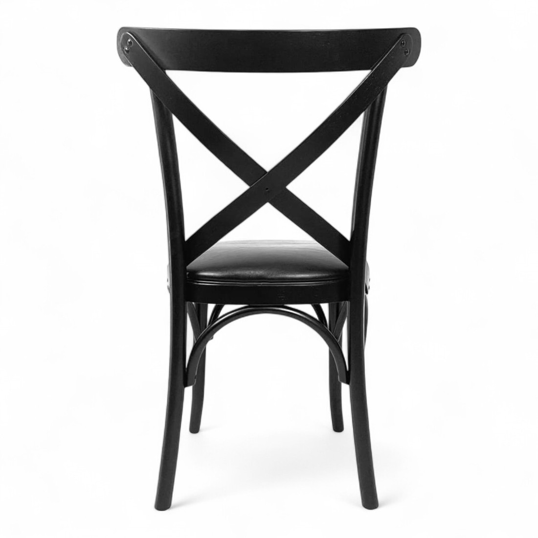 Cadeira Espanha no Laca Preto com Assento em Courissimo Preto Cadeira Espanha no Laca Preto com Assento em Courissimo Preto