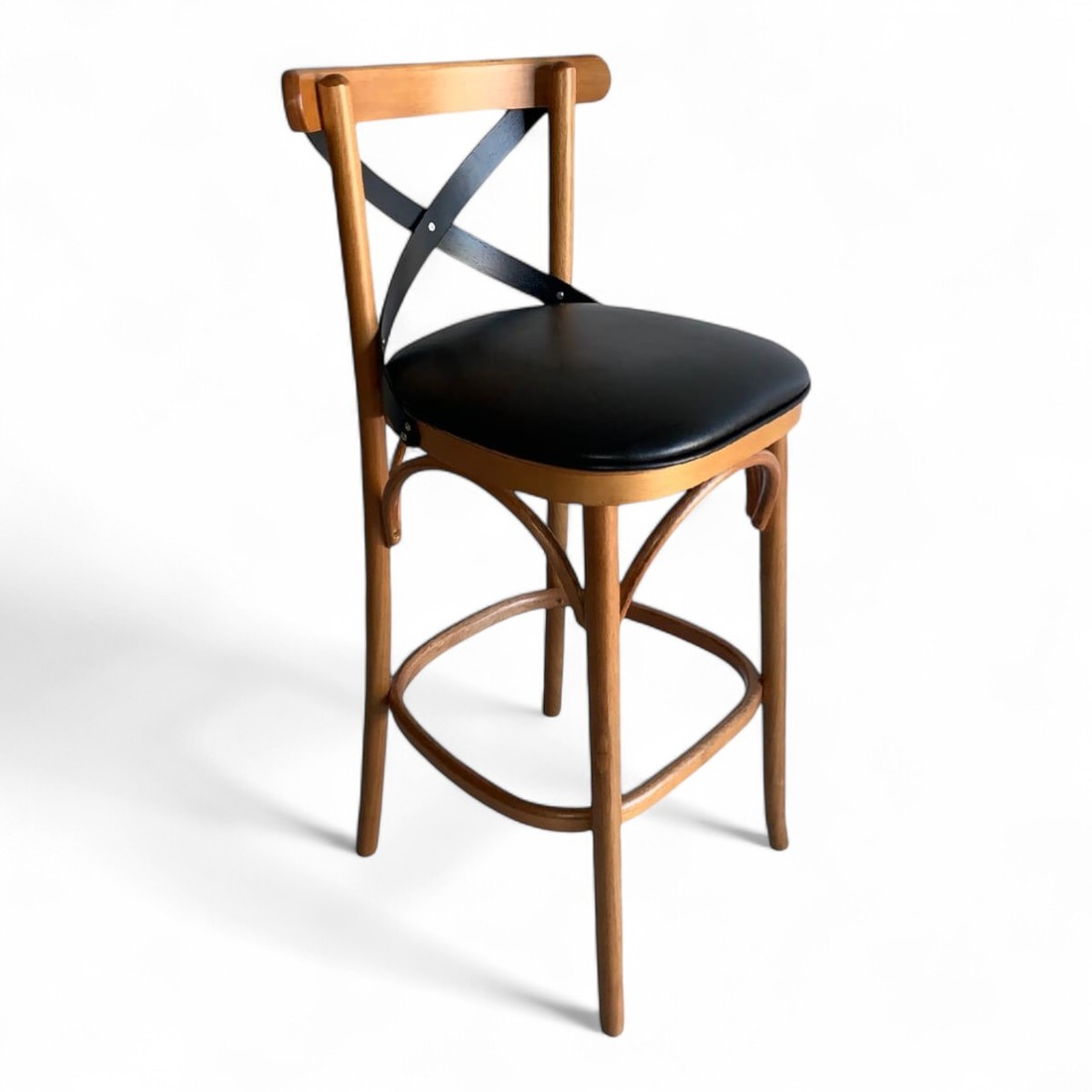 Banqueta Espanha Cor Mel Assento Courissimo Preto