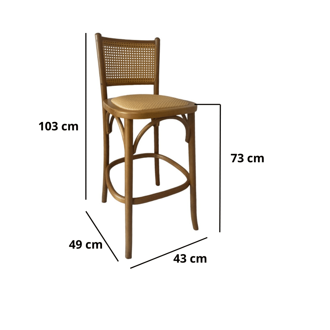 Banqueta Luxemburgo Cor Mel Assento Rattan