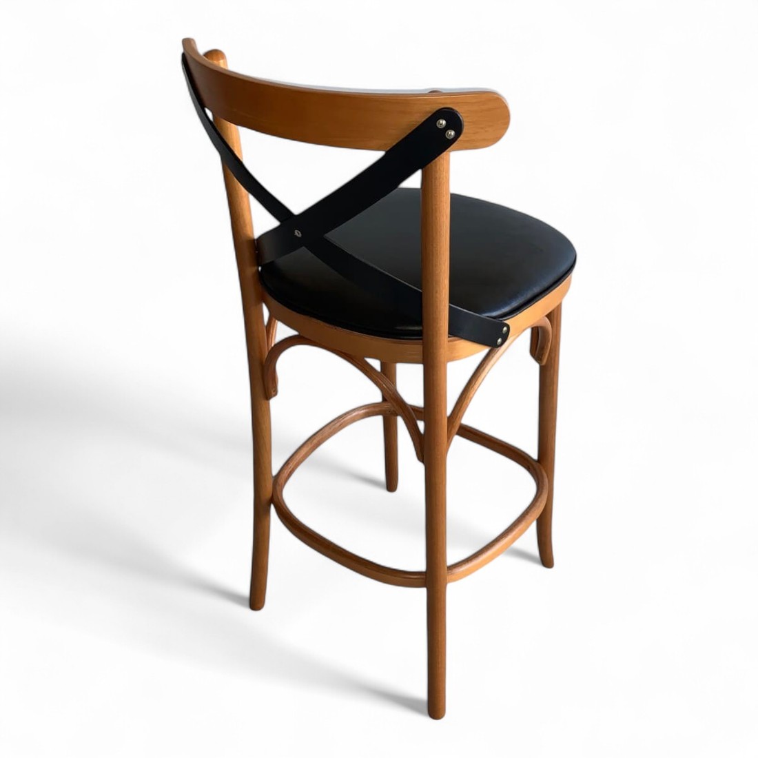 Banqueta Espanha Cor Mel Assento Courissimo Preto