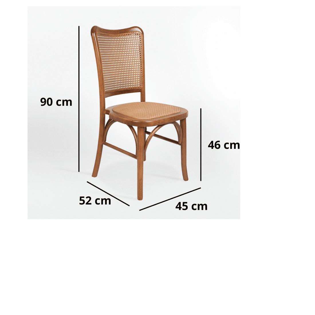 Cadeira New York com Assento e encosto em Rattan Empilhável Verniz Castanho