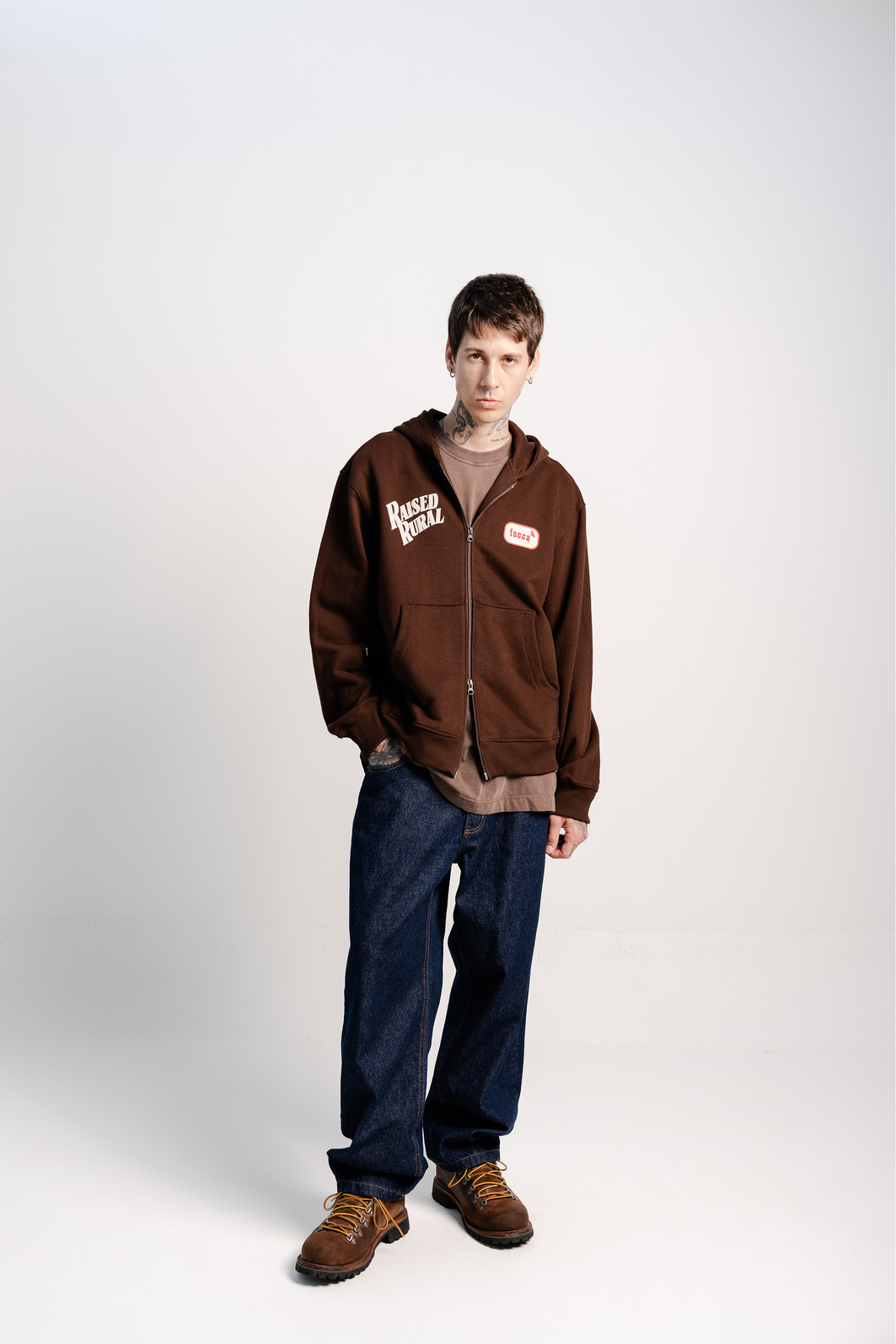 MOLETOM DOUBLE ZIP RAISED RURAL MARROM Focca Hype