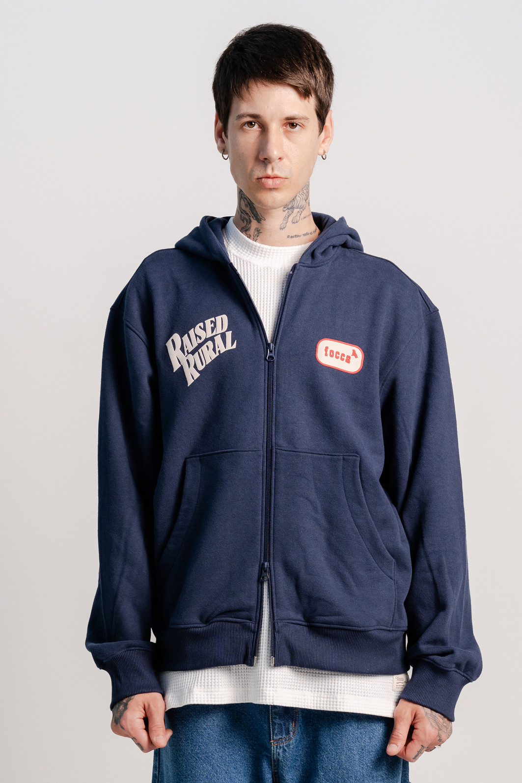 MOLETOM DOUBLE ZIP RAISED RURAL MARINHO Focca Hype