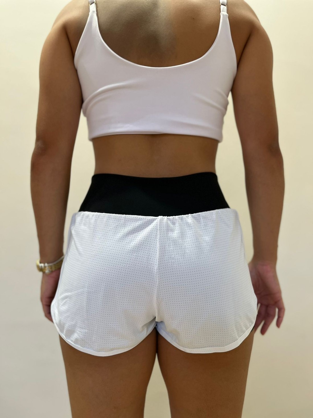shorts duplo branco