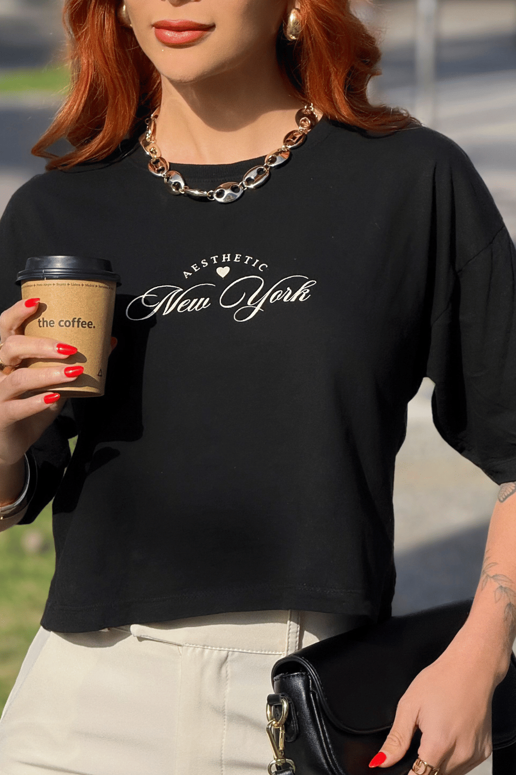 CROPPED OVERSIZED  _  NEW YORK AESTHETIC  _  PRETO CROPPED OVERSIZED  _  NEW YORK AESTHETIC  _  PRETO