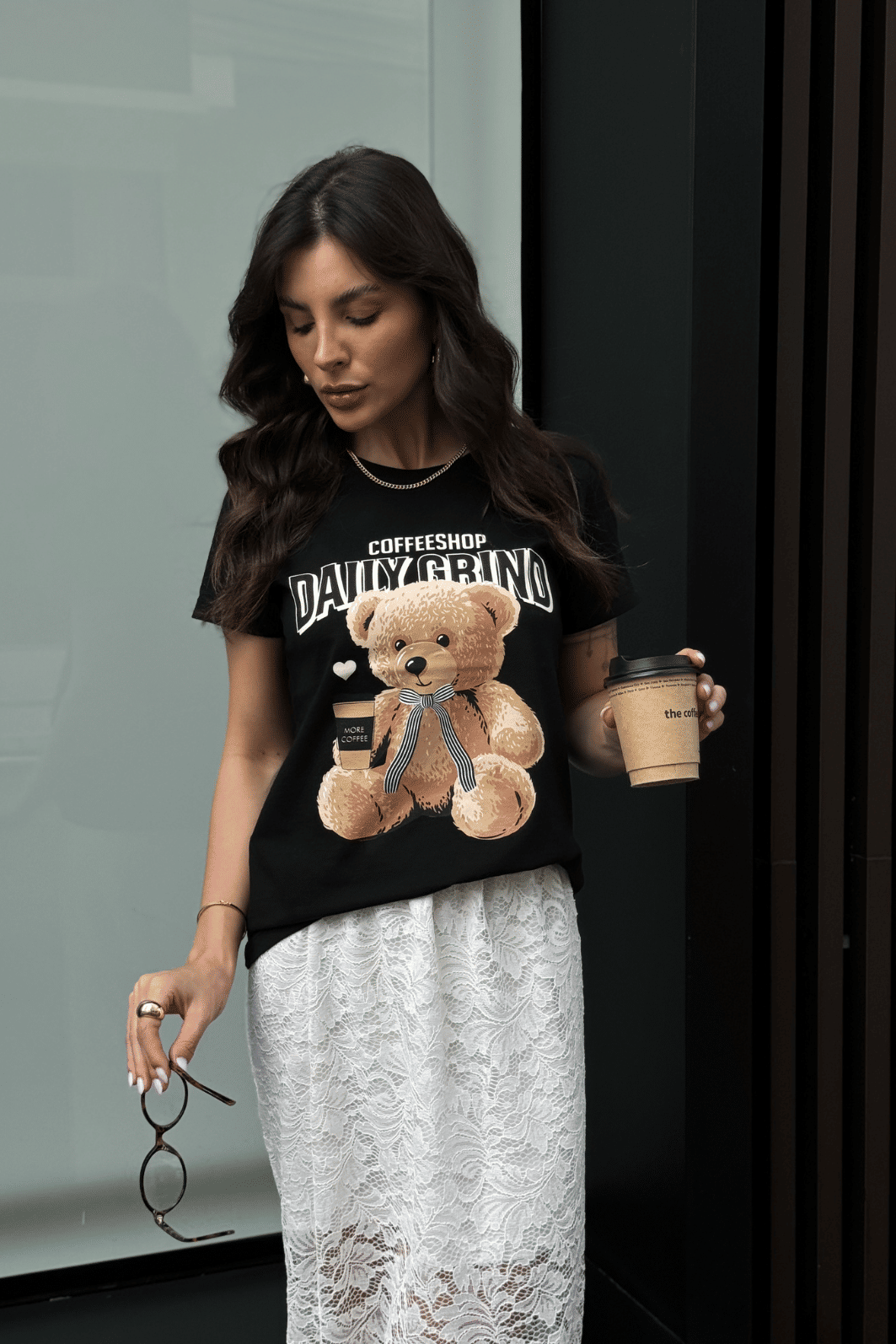 T SHIRT  _  COFFEESHOP DAILY GRIND  [TEDDY]