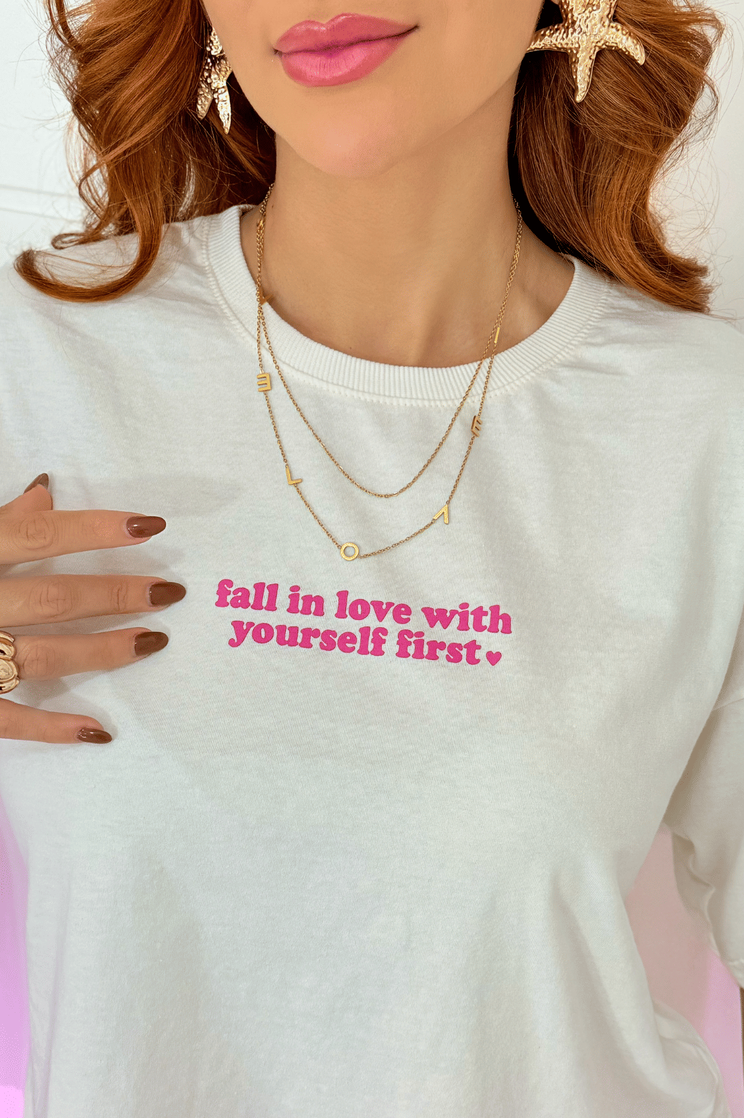 CROPPED OVERSIZED _ FALL IN LOVE  _  OFF WHITE