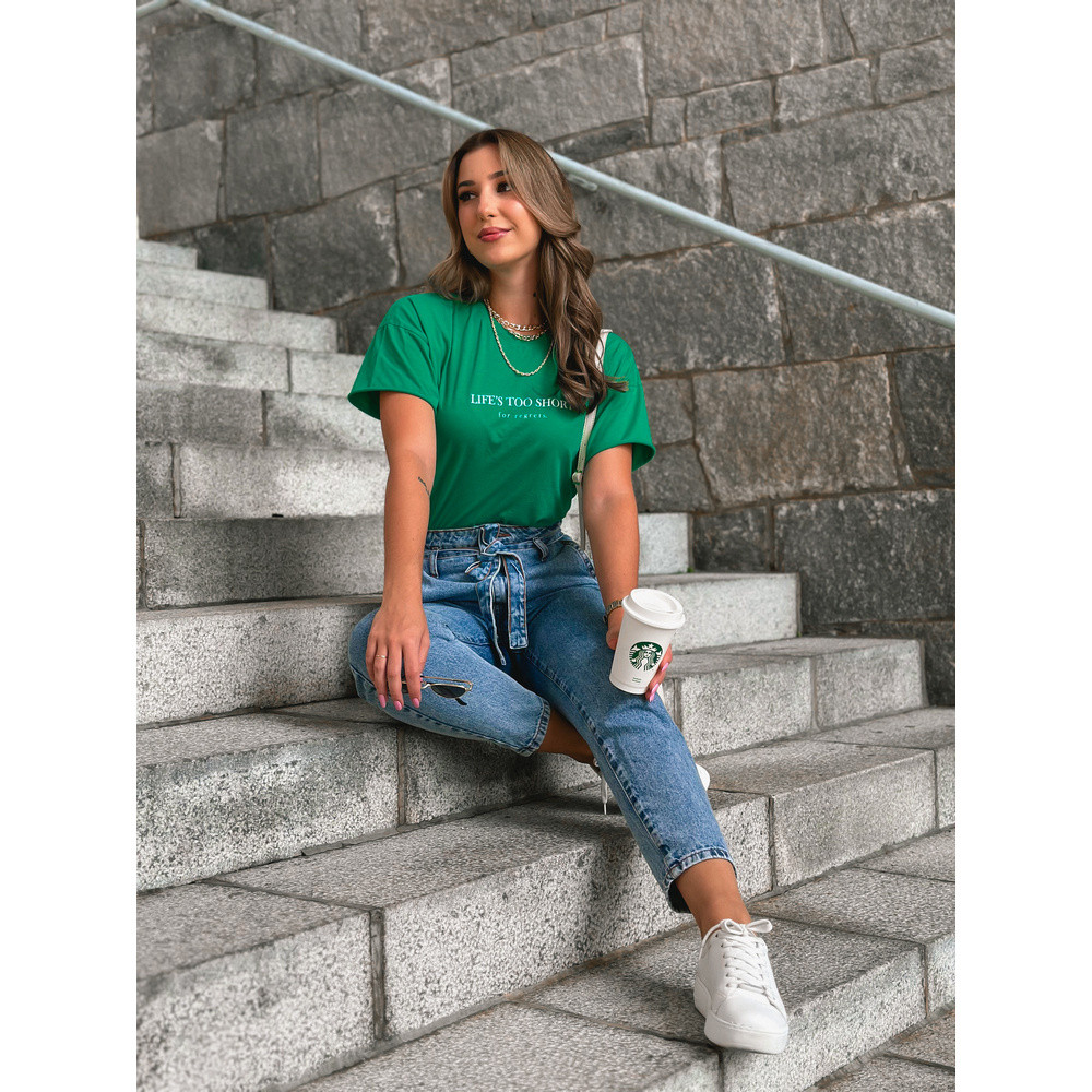CROPPED OVERSIZE _  LIFE´S  TOO SHORT _  VERDE CROPPED OVERSIZE _  LIFE´S  TOO SHORT _  VERDE
