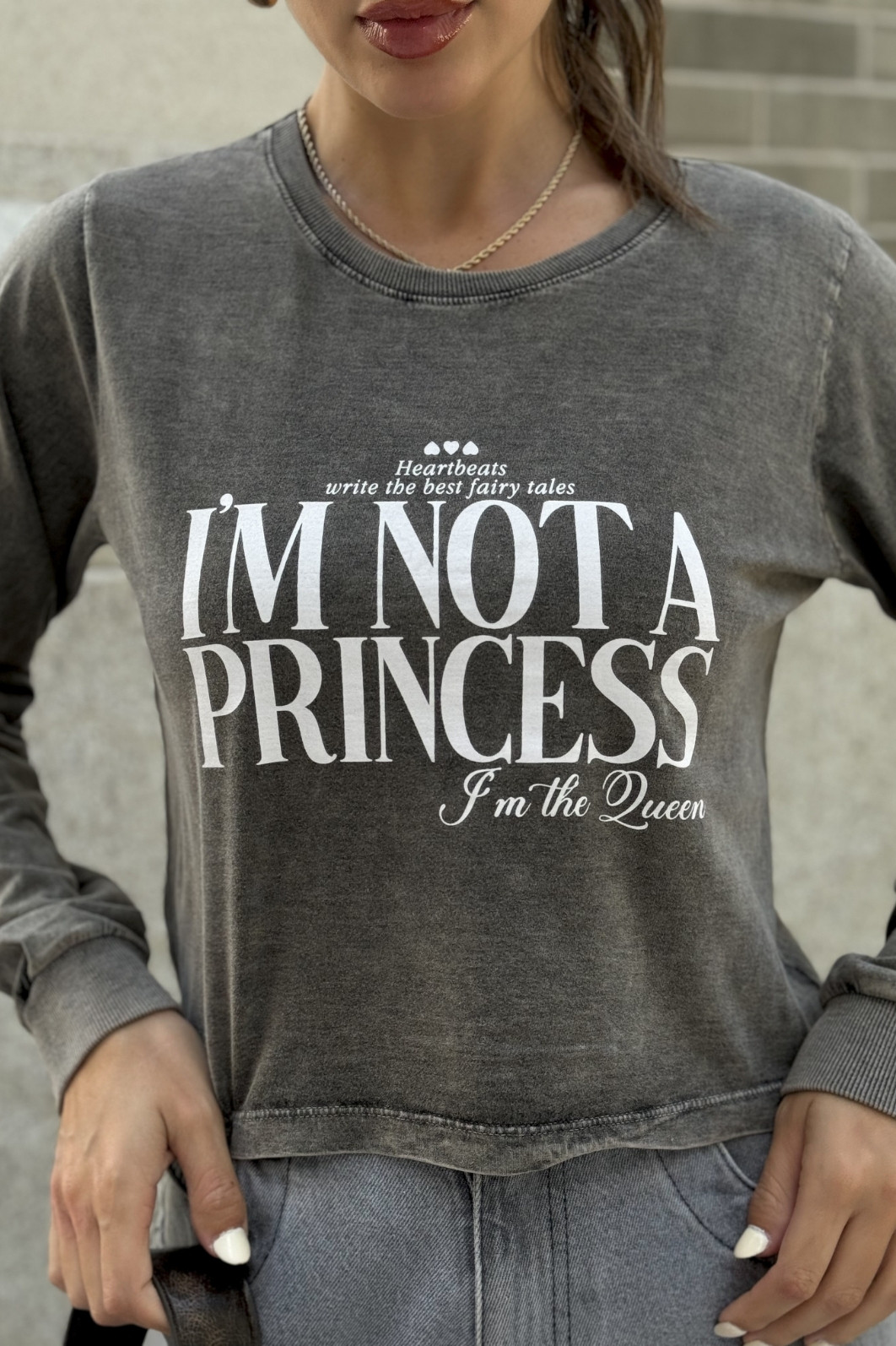 CROPPED MANGA LONGA  _  I'M NOT PRINCESS  _  MARMORIZADO