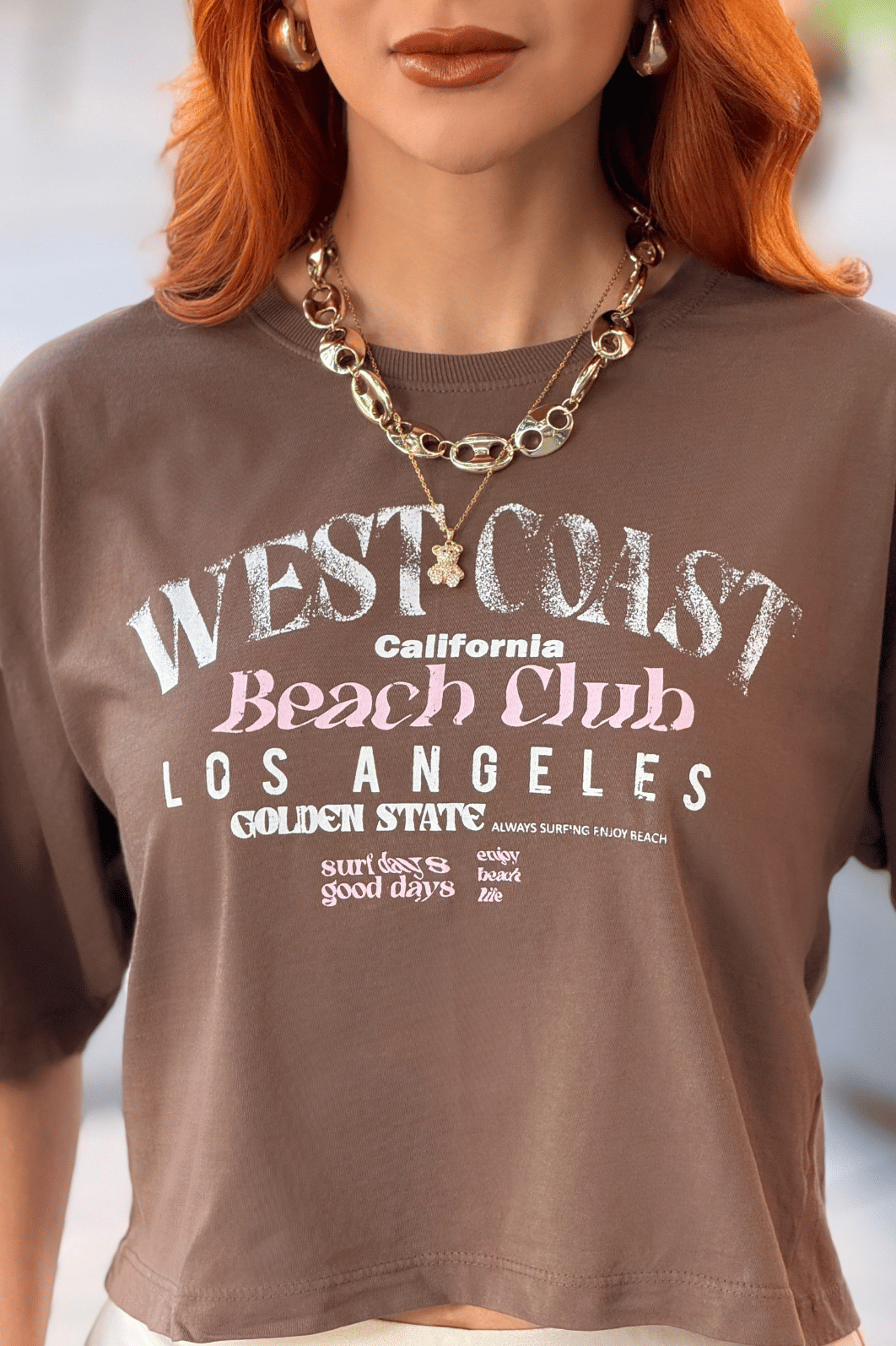CROPPED OVERSIZED _ WEST COAST _ MARROM CROPPED OVERSIZED _ WEST COAST _ MARROM