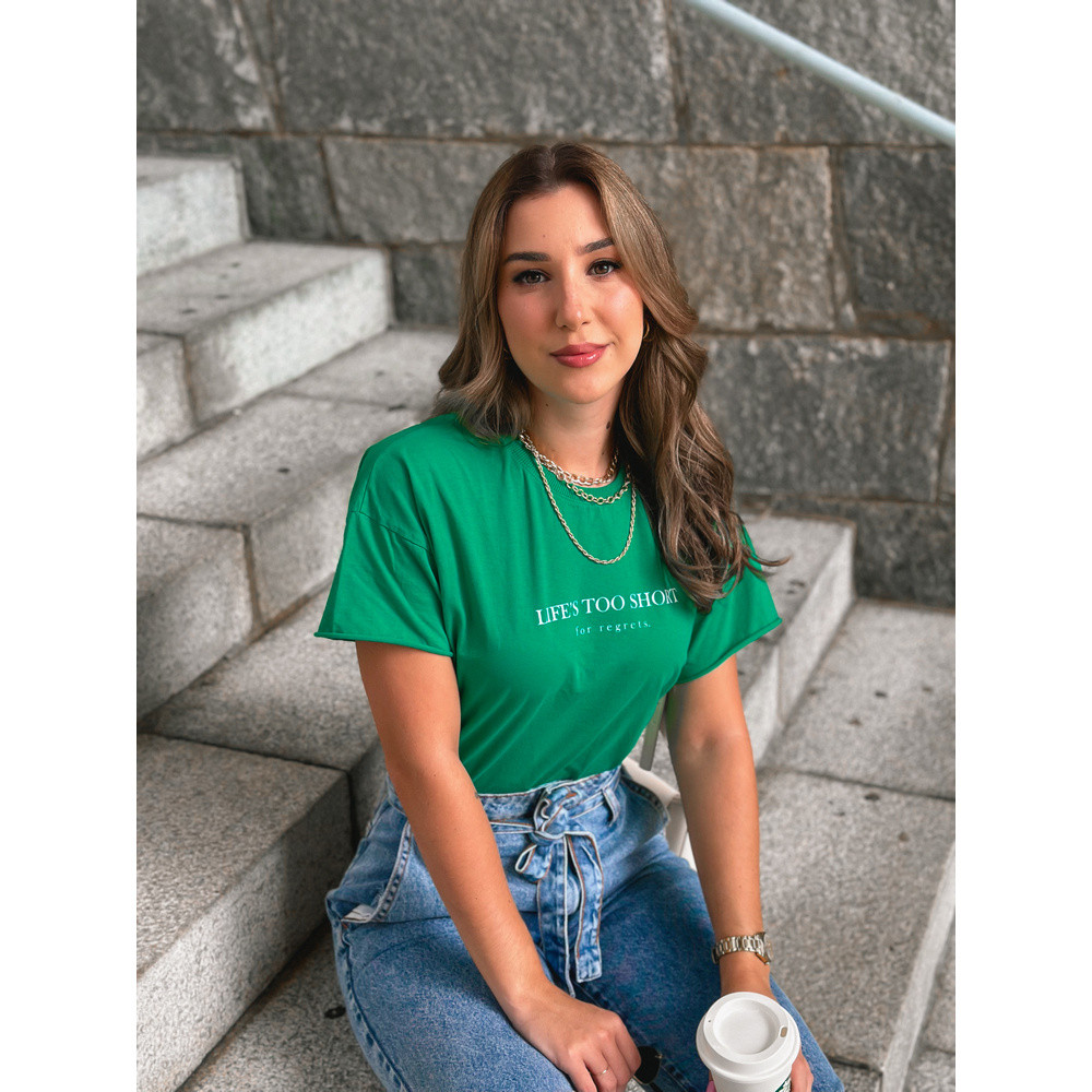 CROPPED OVERSIZE _  LIFE´S  TOO SHORT _  VERDE CROPPED OVERSIZE _  LIFE´S  TOO SHORT _  VERDE