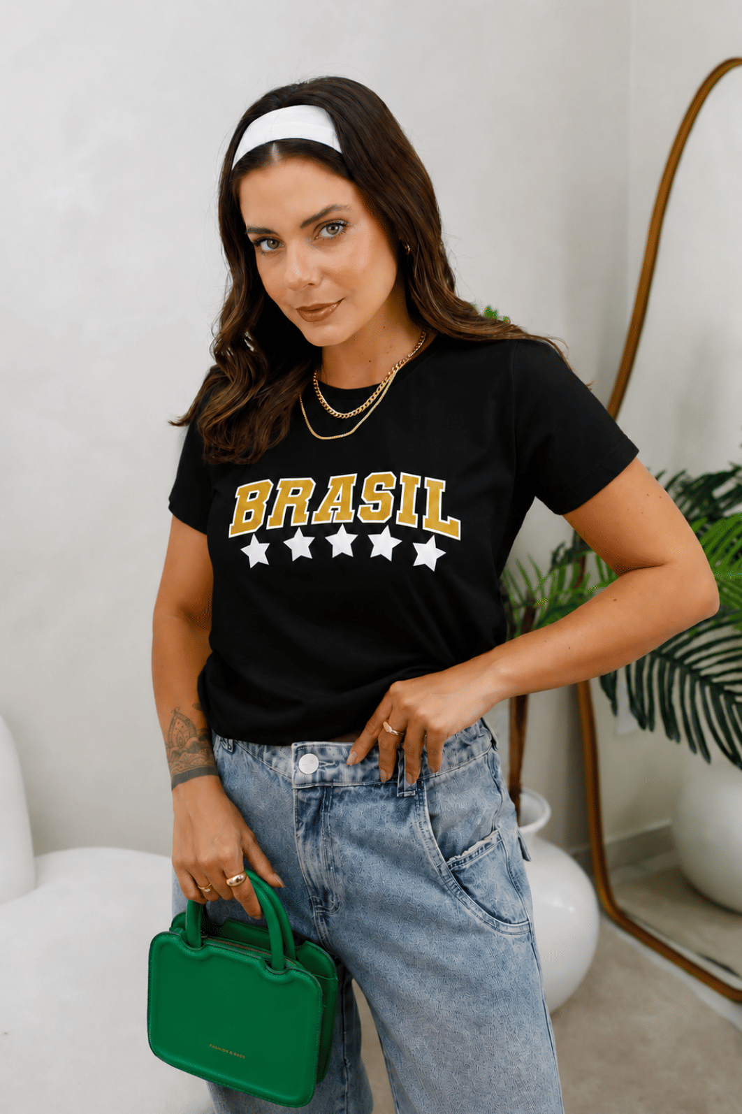 T-SHIRT  _ BRASIL [ESTRELAS DOURADO]