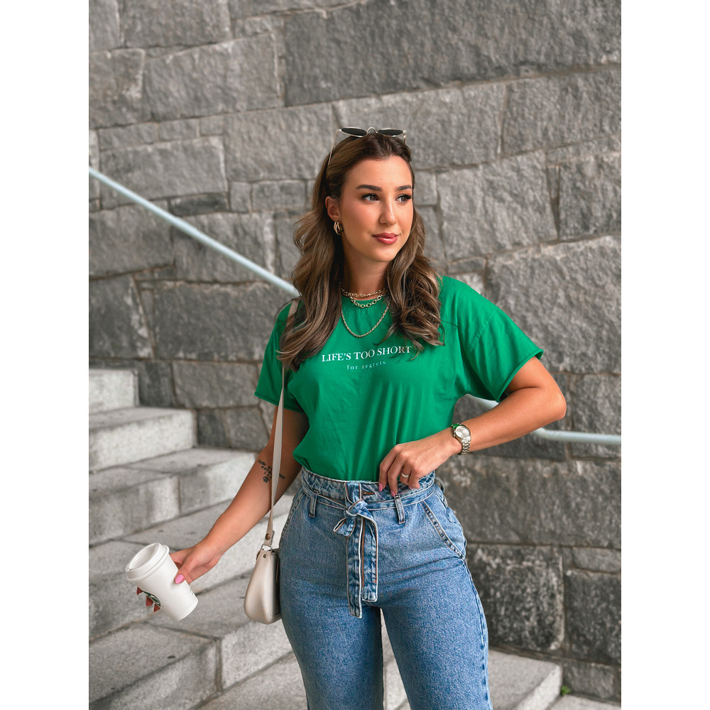 CROPPED OVERSIZE _  LIFE´S  TOO SHORT _  VERDE CROPPED OVERSIZE _  LIFE´S  TOO SHORT _  VERDE
