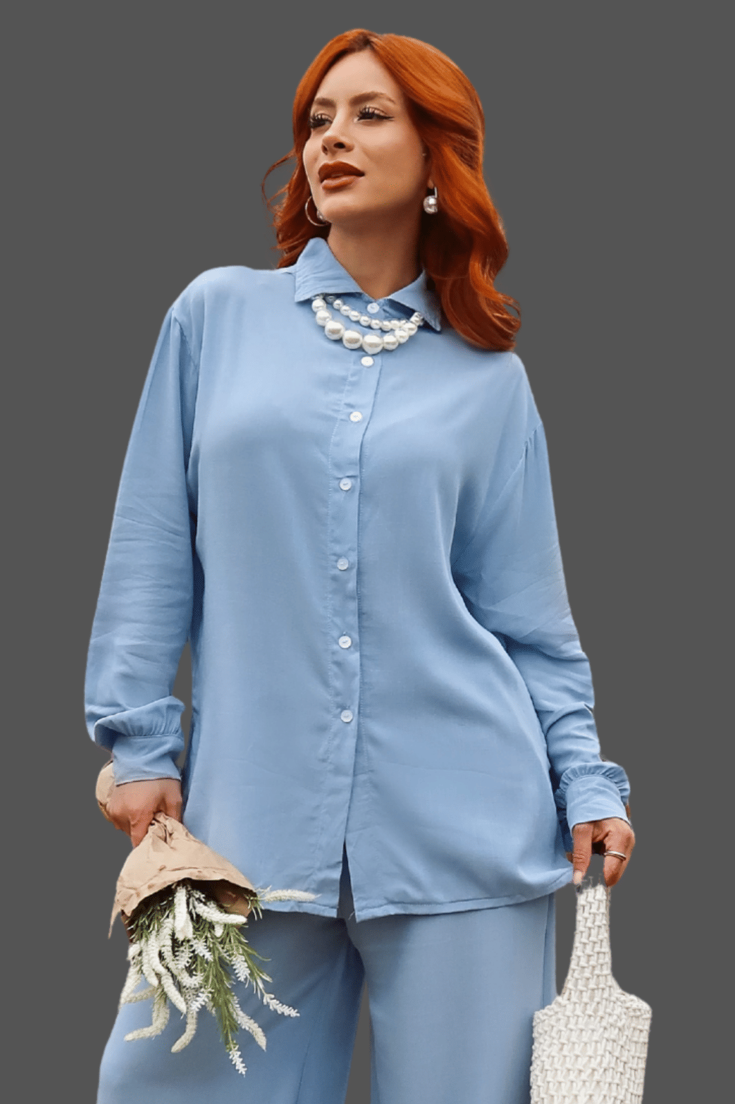 CAMISA ABERTA NA LATERAL  _  VISCOLINHO  _  AZUL