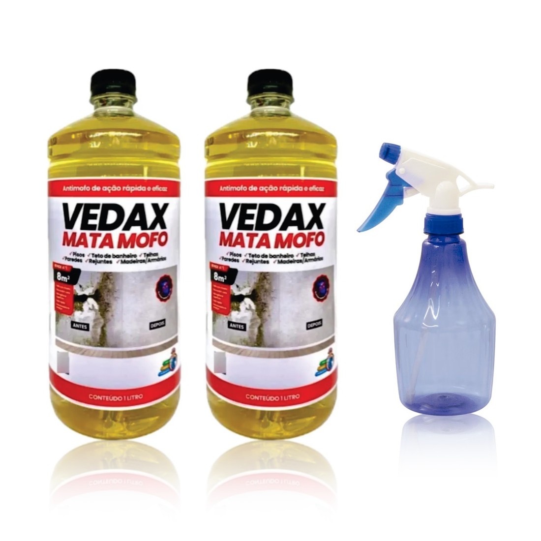 KIT 2 MATA MOFO VEDAX 1L + 1 PULVERIZADOR APLICADOR 500ML KIT 2 MATA MOFO VEDAX 1L + 1 PULVERIZADOR APLICADOR 500ML
