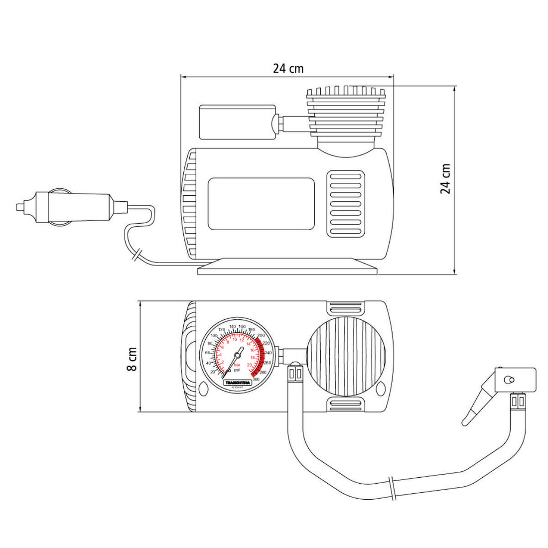 Compressor de Ar Tramontina Portátil 12V 50W para Carros