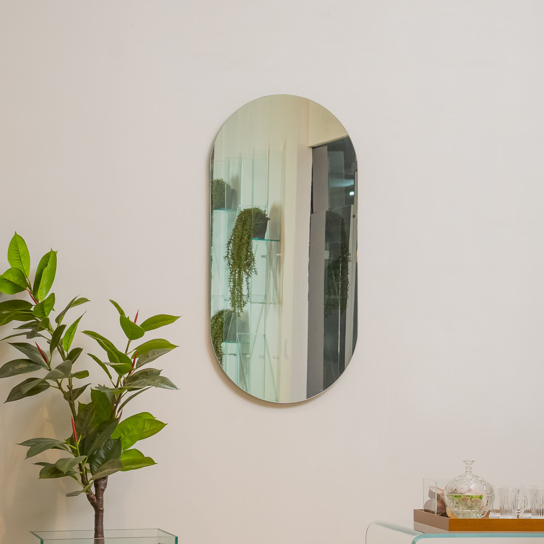 ESPELHO OVAL LARISSA | 100X50CM| COM SUPORTE MÃO AMIGA