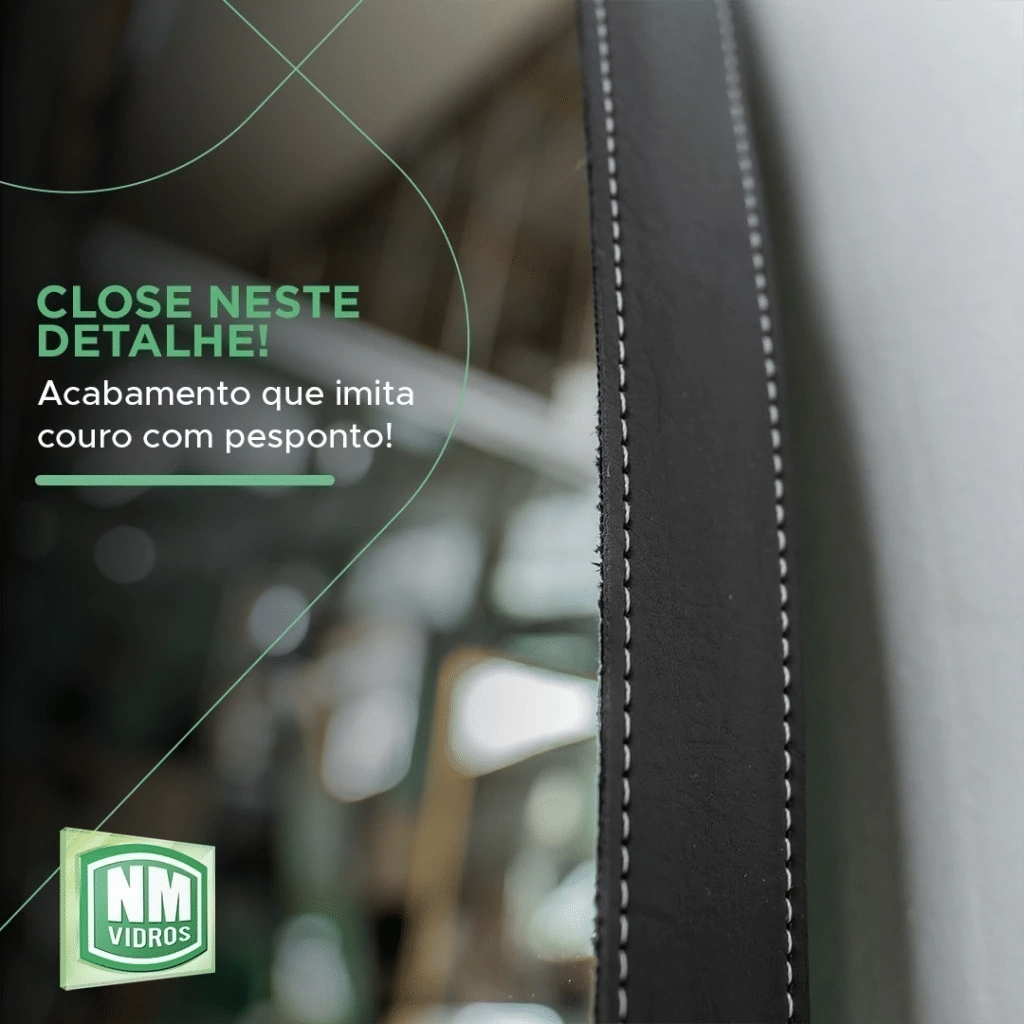 ESPELHO ORGÂNICO JÉSSICA | 170X70CM | COM APOIO RECLINÁVEL -  MOLDURA EM TECIDO SINTÉTICO PRETO