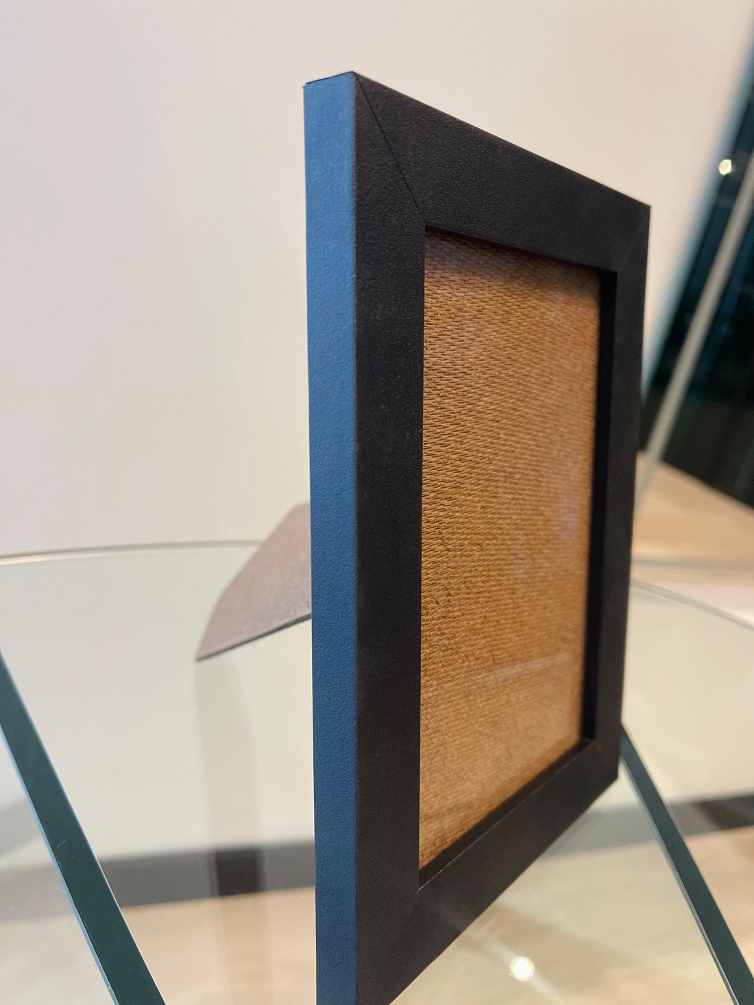 MOLDURA PRETA FOSCA - COM SUPORTE DE APOIO | 19cm X 14cm | VIDRO 2MM INCLUSO