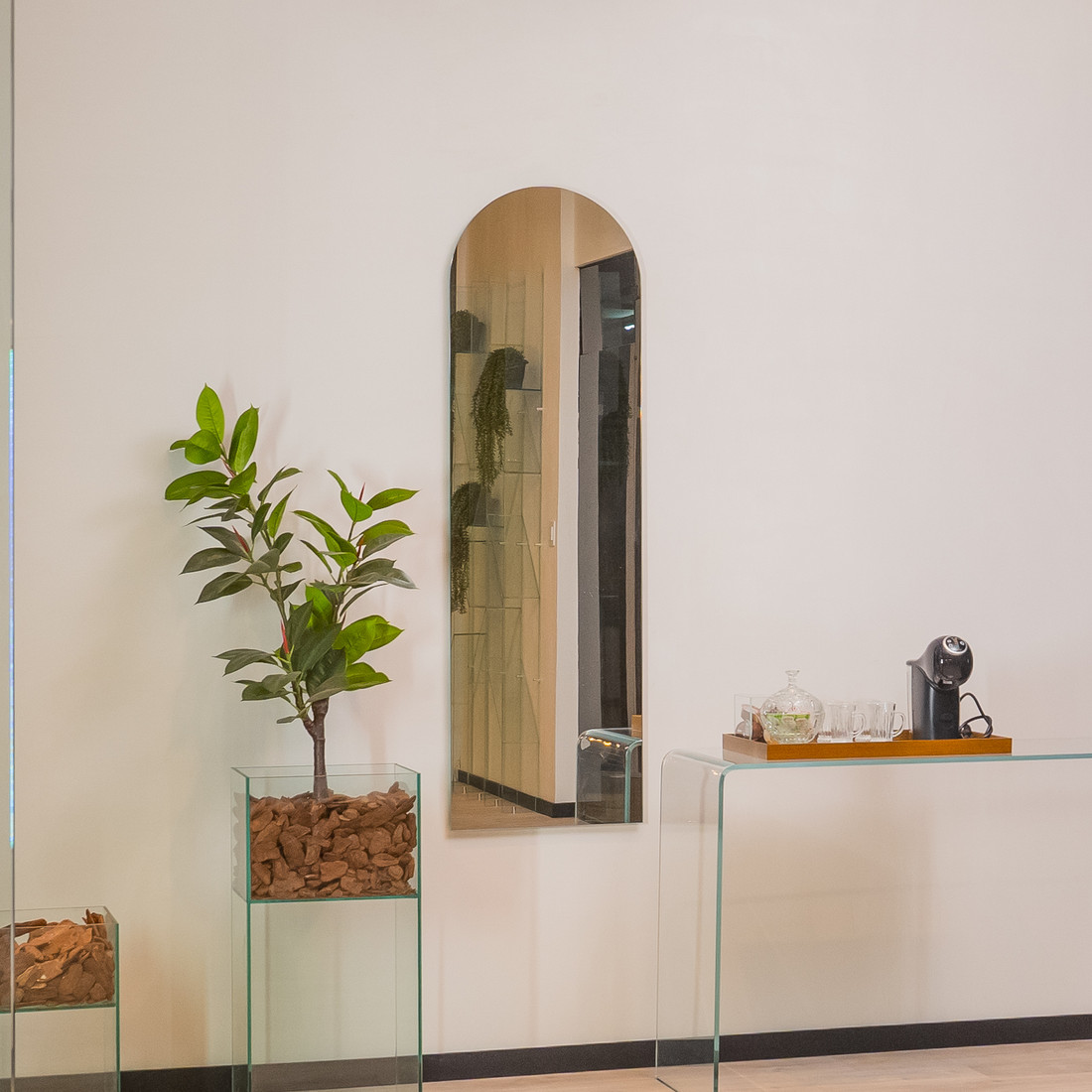 ESPELHO MARIA FLOR | 160X50CM | ESPELHO OVAL BASE RETA  - SUPORTE MÃO AMIGA