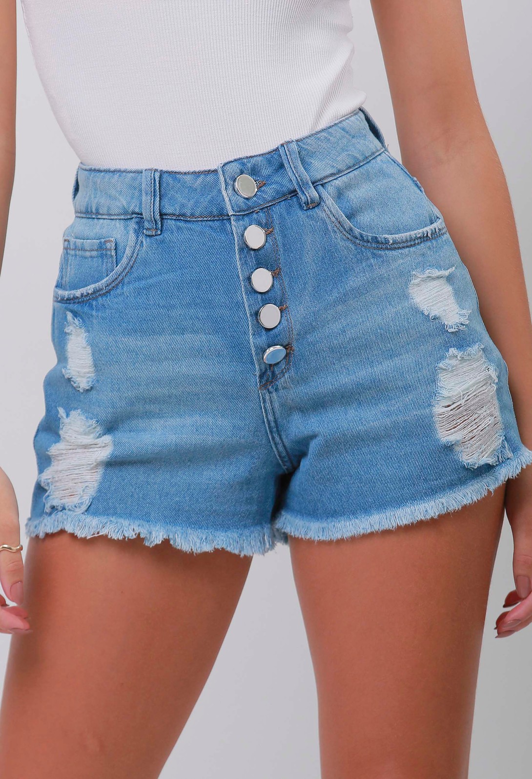 Shorts Jeans Mom Feminino Com Botões 24643