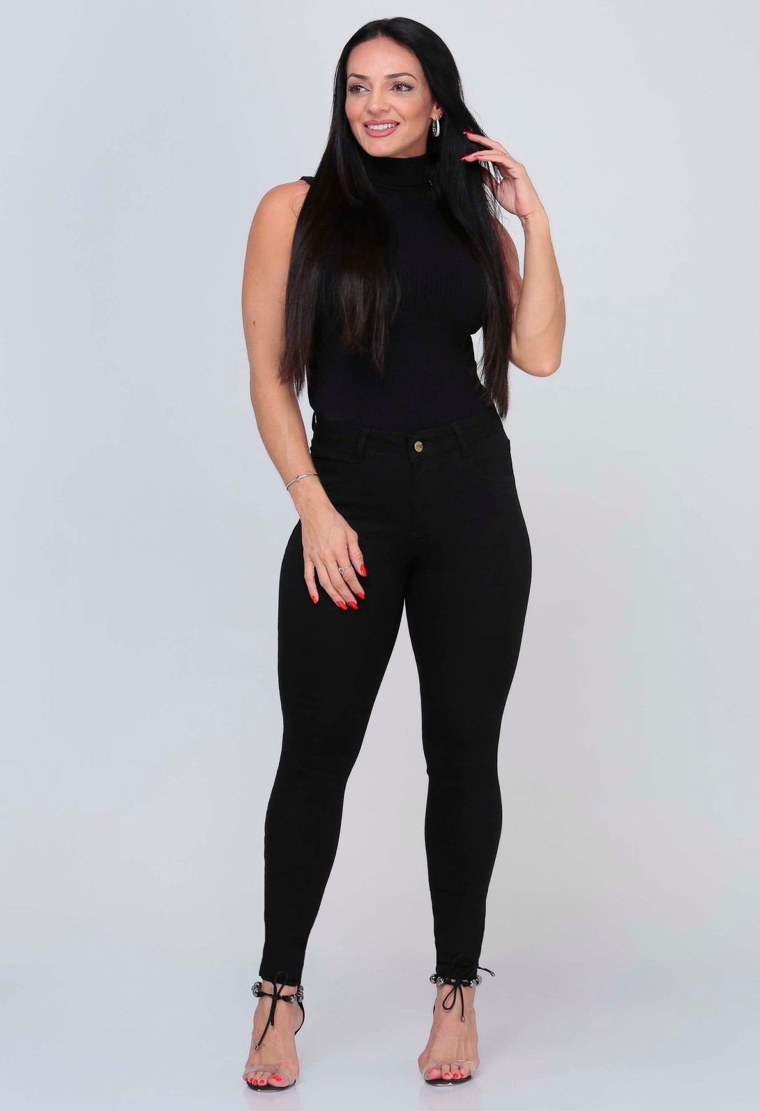 Calça Jeans Skinny Feminina Preta 24259 Calça Jeans Skinny Feminina Preta 24259