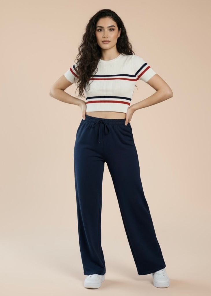 Calça Pantalona Feminina Duna com Elástico Azul Marinho 24824 Calça Pantalona Feminina Duna com Elástico Azul Marinho 24824