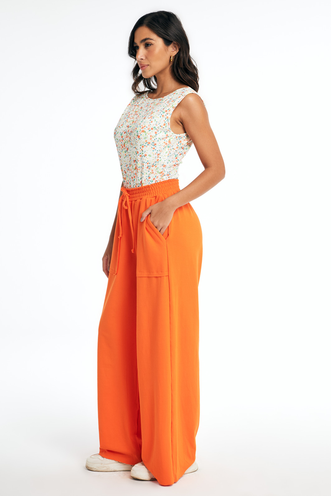 Calça Moletinho Pantalona Feminina Laranja 25953