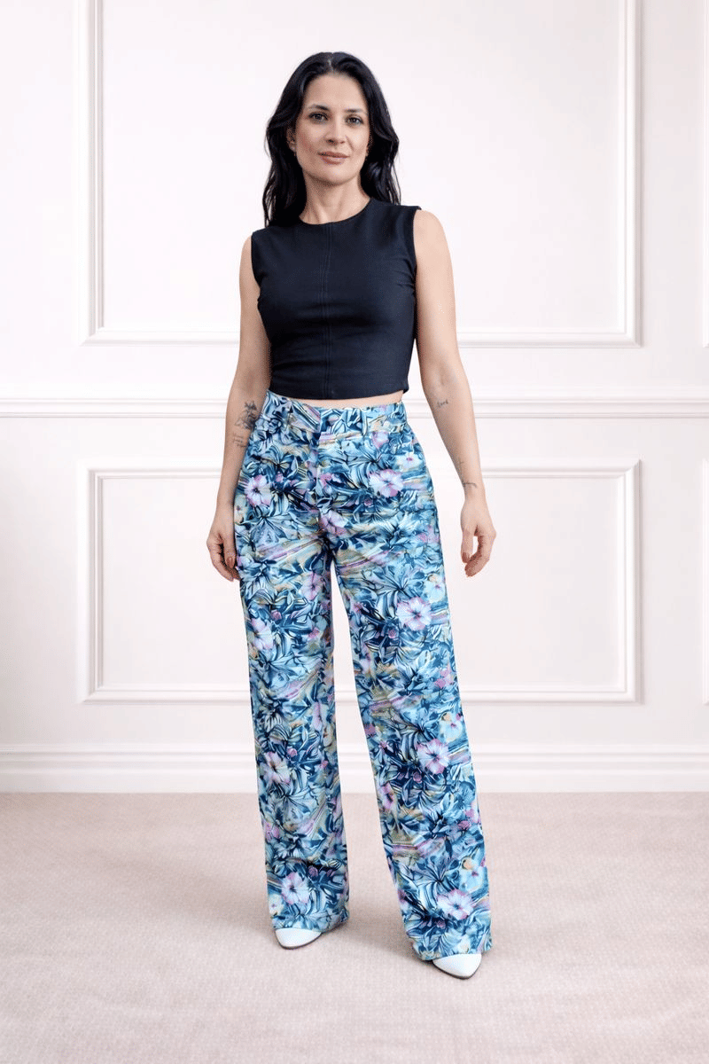 Calça Wide Leg Feminina Cintura No Lugar 25257 Calça Wide Leg Feminina Cintura No Lugar 25257