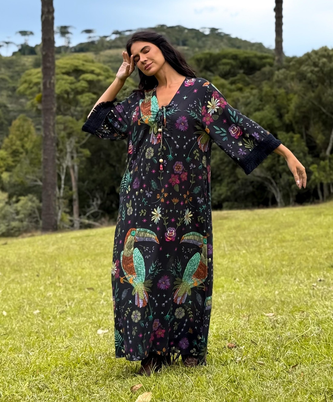 VESTIDO VISCOSE FLORAL DE VERAO
