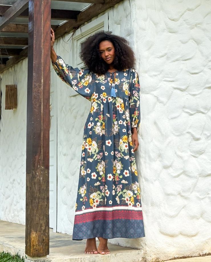 VESTIDO LONGO VISCOSE NOITE FLORIDA