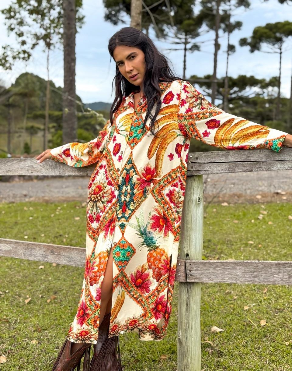 CHEMISE VISCOSE FLORA ILUMINADA  CHEMISE VISCOSE FLORA ILUMINADA