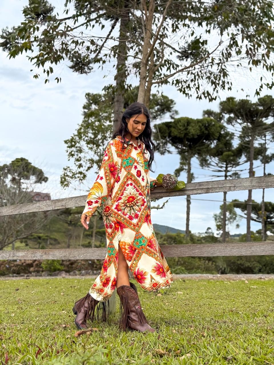 CHEMISE VISCOSE FLORA ILUMINADA  CHEMISE VISCOSE FLORA ILUMINADA